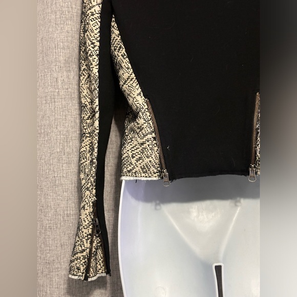 Rebecca Minkoff Small Raw Hem Zip Up Long Sleeve Color Block Moto Blazer XS - Picture 11 of 13